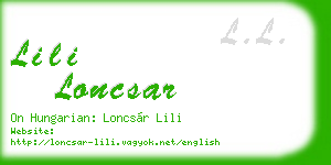 lili loncsar business card